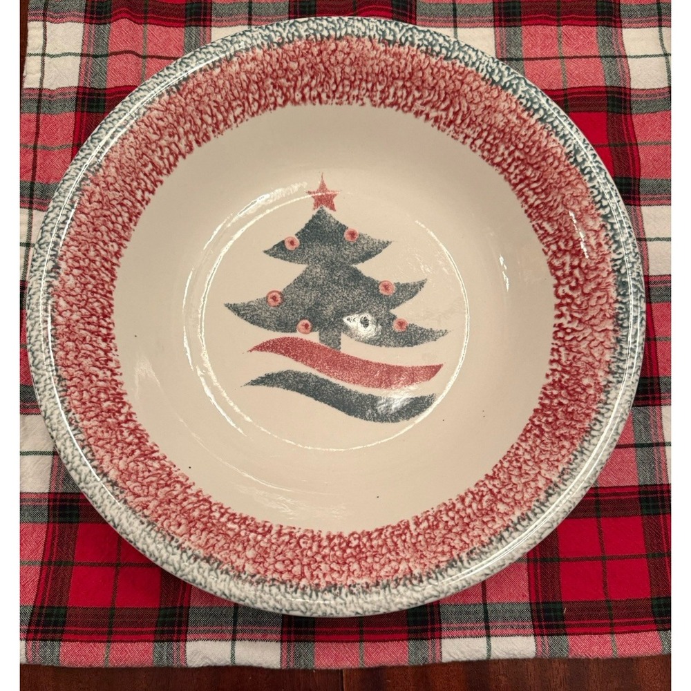 Gibson CHRISTMAS STAR  Serving Vegetable Pasta Bowl 12" Green Red Tree 12"
